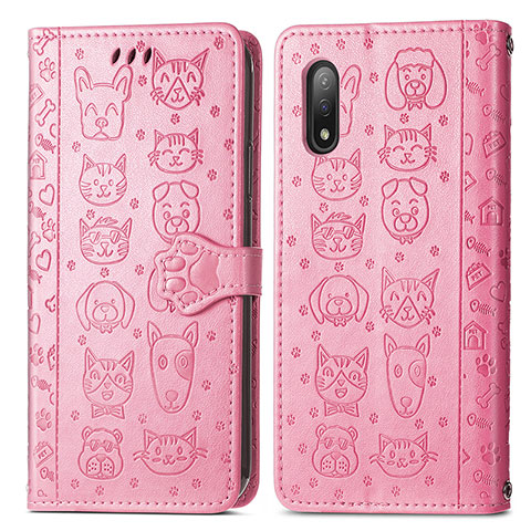 Funda de Cuero Cartera con Soporte Patron de Moda Carcasa S03D para Sony Xperia Ace II Rosa