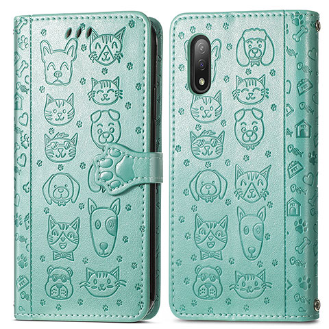 Funda de Cuero Cartera con Soporte Patron de Moda Carcasa S03D para Sony Xperia Ace II SO-41B Verde