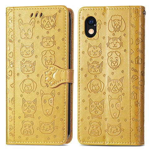 Funda de Cuero Cartera con Soporte Patron de Moda Carcasa S03D para Sony Xperia Ace III Amarillo