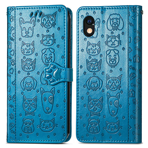 Funda de Cuero Cartera con Soporte Patron de Moda Carcasa S03D para Sony Xperia Ace III Azul