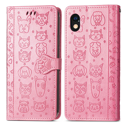 Funda de Cuero Cartera con Soporte Patron de Moda Carcasa S03D para Sony Xperia Ace III SO-53C Rosa