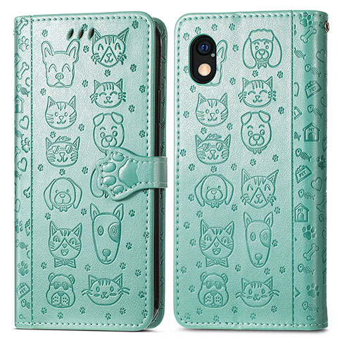 Funda de Cuero Cartera con Soporte Patron de Moda Carcasa S03D para Sony Xperia Ace III SO-53C Verde