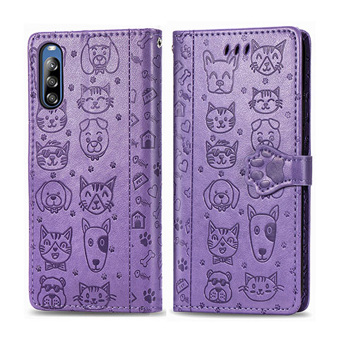 Funda de Cuero Cartera con Soporte Patron de Moda Carcasa S03D para Sony Xperia L4 Morado