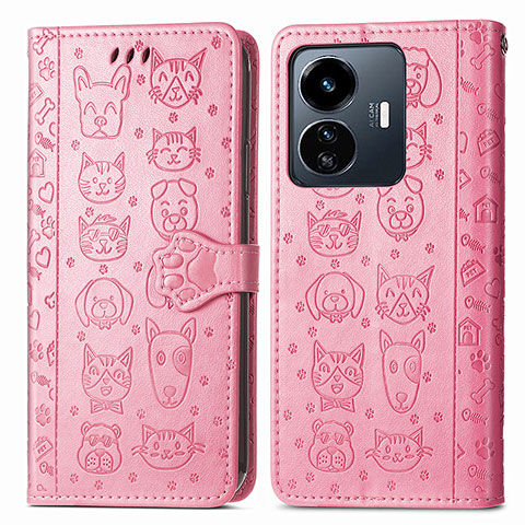 Funda de Cuero Cartera con Soporte Patron de Moda Carcasa S03D para Vivo Y77e t1 Rosa