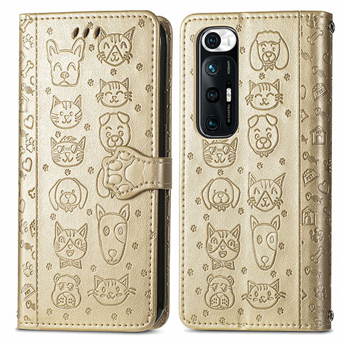 Funda de Cuero Cartera con Soporte Patron de Moda Carcasa S03D para Xiaomi Mi 10S 5G Oro