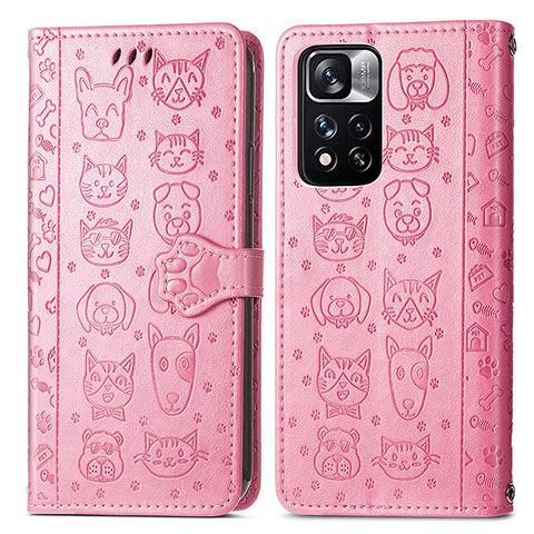 Funda de Cuero Cartera con Soporte Patron de Moda Carcasa S03D para Xiaomi Mi 11i 5G (2022) Rosa