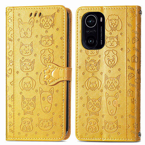 Funda de Cuero Cartera con Soporte Patron de Moda Carcasa S03D para Xiaomi Mi 11i 5G Amarillo