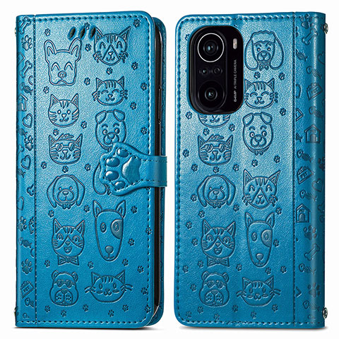 Funda de Cuero Cartera con Soporte Patron de Moda Carcasa S03D para Xiaomi Mi 11i 5G Azul