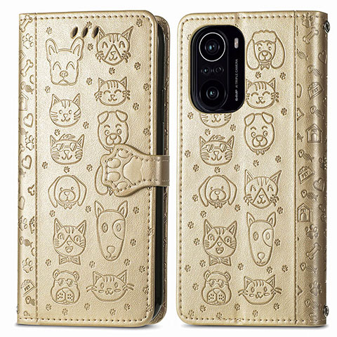 Funda de Cuero Cartera con Soporte Patron de Moda Carcasa S03D para Xiaomi Mi 11i 5G Oro