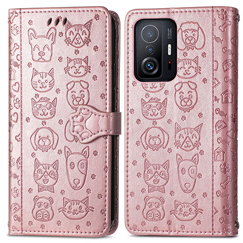 Funda de Cuero Cartera con Soporte Patron de Moda Carcasa S03D para Xiaomi Mi 11T 5G Oro Rosa