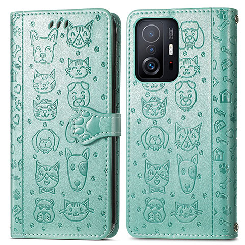 Funda de Cuero Cartera con Soporte Patron de Moda Carcasa S03D para Xiaomi Mi 11T 5G Verde