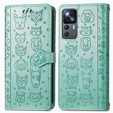 Funda de Cuero Cartera con Soporte Patron de Moda Carcasa S03D para Xiaomi Mi 12T 5G Verde