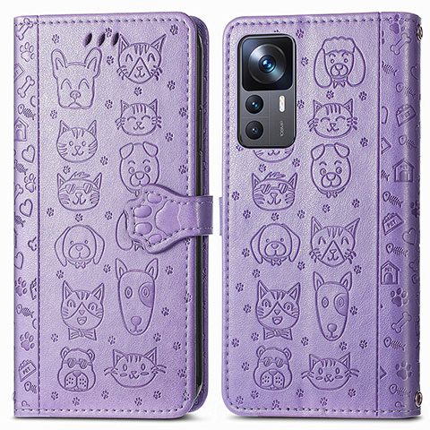 Funda de Cuero Cartera con Soporte Patron de Moda Carcasa S03D para Xiaomi Mi 12T Pro 5G Morado