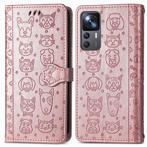 Funda de Cuero Cartera con Soporte Patron de Moda Carcasa S03D para Xiaomi Mi 12T Pro 5G Oro Rosa