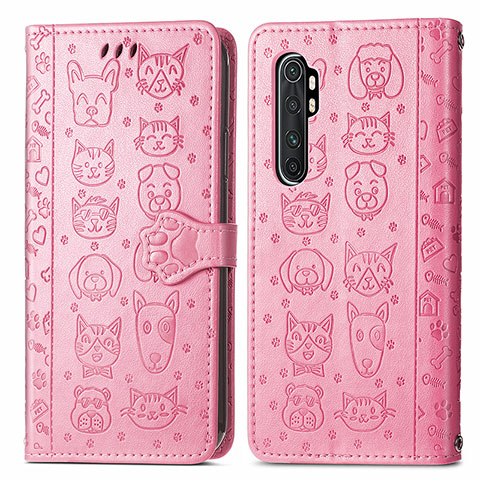 Funda de Cuero Cartera con Soporte Patron de Moda Carcasa S03D para Xiaomi Mi Note 10 Lite Rosa