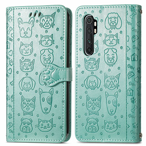 Funda de Cuero Cartera con Soporte Patron de Moda Carcasa S03D para Xiaomi Mi Note 10 Lite Verde