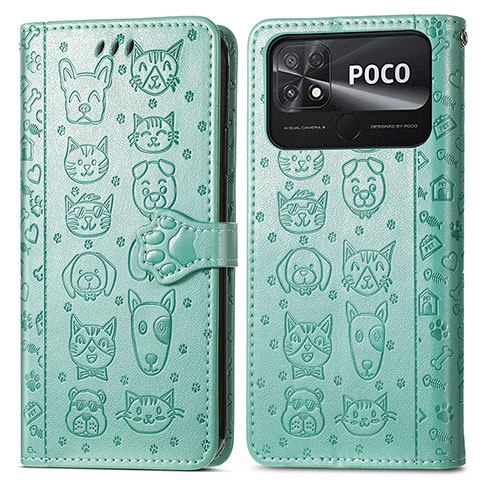 Funda de Cuero Cartera con Soporte Patron de Moda Carcasa S03D para Xiaomi Poco C40 Verde