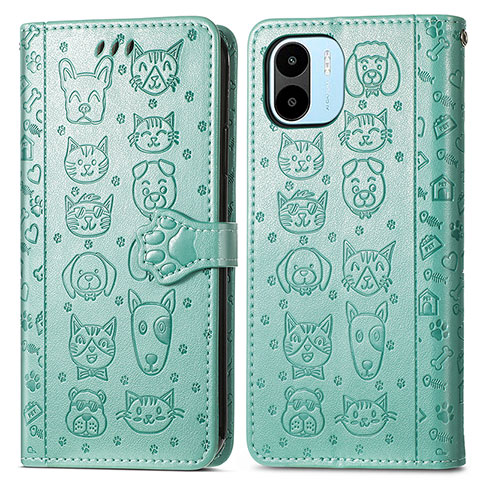 Funda de Cuero Cartera con Soporte Patron de Moda Carcasa S03D para Xiaomi Poco C51 Verde