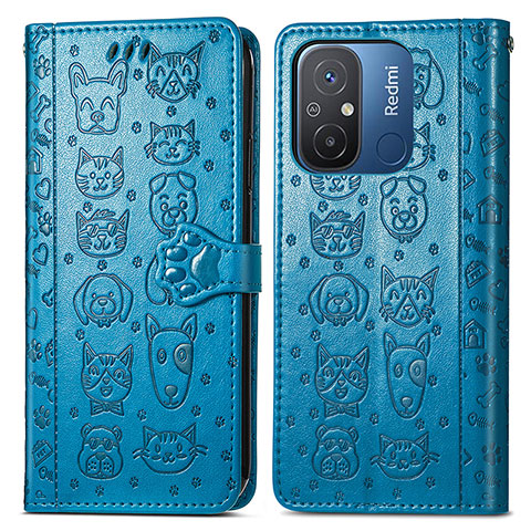 Funda de Cuero Cartera con Soporte Patron de Moda Carcasa S03D para Xiaomi Poco C55 Azul