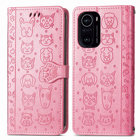 Funda de Cuero Cartera con Soporte Patron de Moda Carcasa S03D para Xiaomi Poco F3 5G Rosa