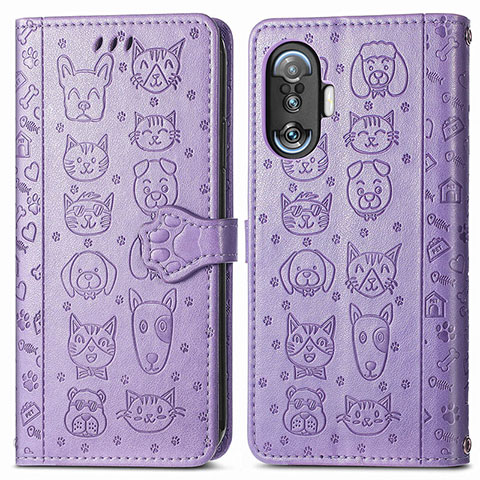 Funda de Cuero Cartera con Soporte Patron de Moda Carcasa S03D para Xiaomi Poco F3 GT 5G Morado