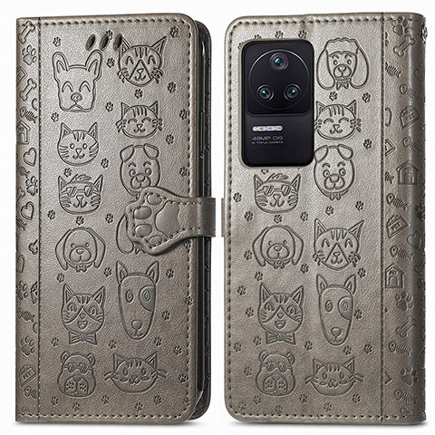 Funda de Cuero Cartera con Soporte Patron de Moda Carcasa S03D para Xiaomi Poco F4 5G Gris