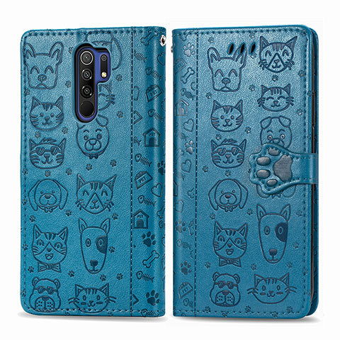 Funda de Cuero Cartera con Soporte Patron de Moda Carcasa S03D para Xiaomi Poco M2 Azul