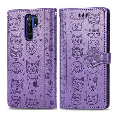 Funda de Cuero Cartera con Soporte Patron de Moda Carcasa S03D para Xiaomi Poco M2 Morado