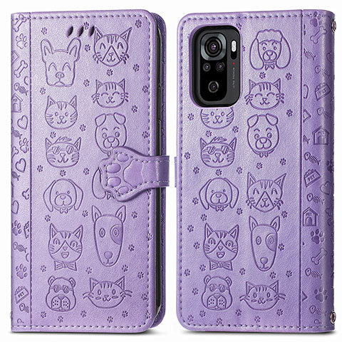 Funda de Cuero Cartera con Soporte Patron de Moda Carcasa S03D para Xiaomi Poco M5S Morado