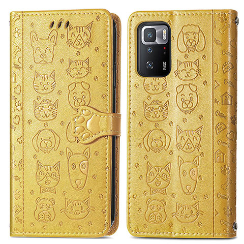 Funda de Cuero Cartera con Soporte Patron de Moda Carcasa S03D para Xiaomi Poco X3 GT 5G Amarillo