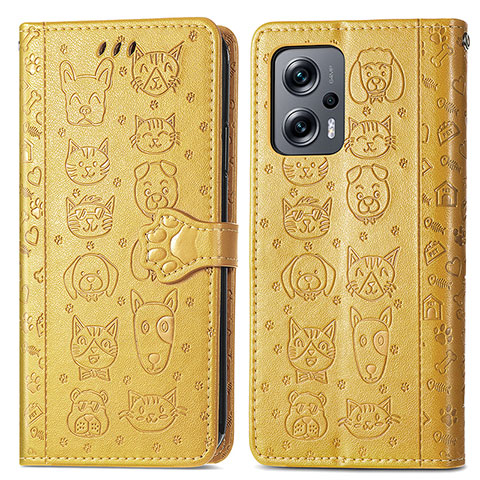 Funda de Cuero Cartera con Soporte Patron de Moda Carcasa S03D para Xiaomi Poco X4 GT 5G Amarillo