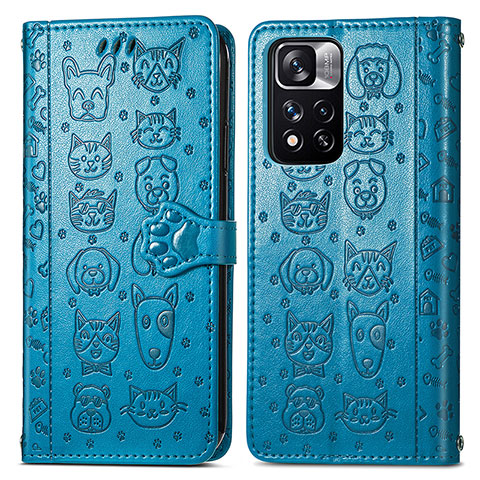 Funda de Cuero Cartera con Soporte Patron de Moda Carcasa S03D para Xiaomi Poco X4 NFC Azul