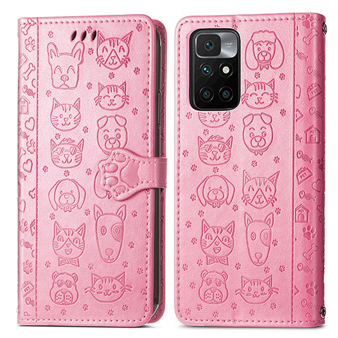 Funda de Cuero Cartera con Soporte Patron de Moda Carcasa S03D para Xiaomi Redmi 10 4G Rosa