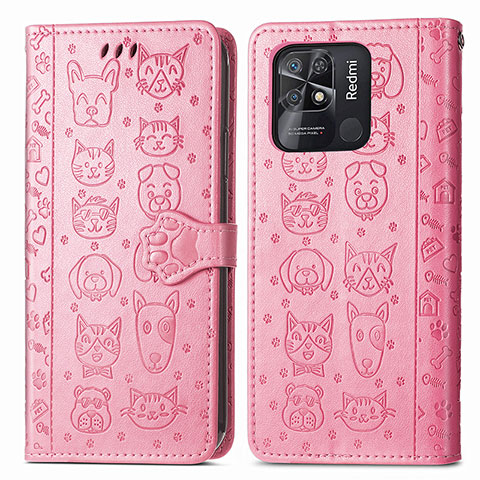 Funda de Cuero Cartera con Soporte Patron de Moda Carcasa S03D para Xiaomi Redmi 10 Power Rosa