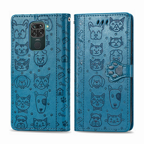 Funda de Cuero Cartera con Soporte Patron de Moda Carcasa S03D para Xiaomi Redmi 10X 4G Azul