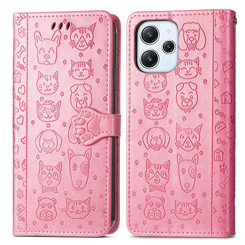 Funda de Cuero Cartera con Soporte Patron de Moda Carcasa S03D para Xiaomi Redmi 12 4G Rosa