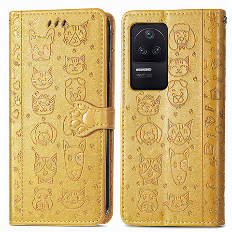 Funda de Cuero Cartera con Soporte Patron de Moda Carcasa S03D para Xiaomi Redmi K40S 5G Amarillo