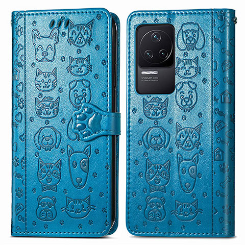 Funda de Cuero Cartera con Soporte Patron de Moda Carcasa S03D para Xiaomi Redmi K50 5G Azul