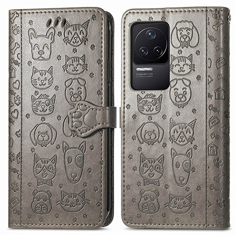 Funda de Cuero Cartera con Soporte Patron de Moda Carcasa S03D para Xiaomi Redmi K50 5G Gris