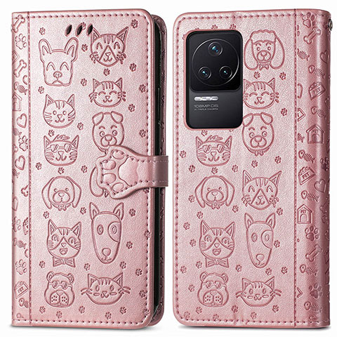 Funda de Cuero Cartera con Soporte Patron de Moda Carcasa S03D para Xiaomi Redmi K50 5G Oro Rosa