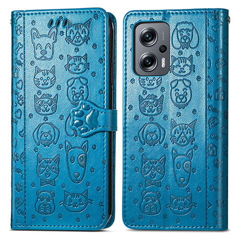 Funda de Cuero Cartera con Soporte Patron de Moda Carcasa S03D para Xiaomi Redmi K50i 5G Azul