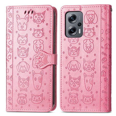 Funda de Cuero Cartera con Soporte Patron de Moda Carcasa S03D para Xiaomi Redmi K50i 5G Rosa