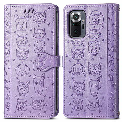 Funda de Cuero Cartera con Soporte Patron de Moda Carcasa S03D para Xiaomi Redmi Note 10 Pro 4G Morado