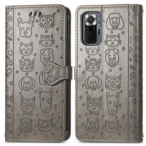 Funda de Cuero Cartera con Soporte Patron de Moda Carcasa S03D para Xiaomi Redmi Note 10 Pro Max Gris