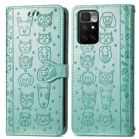 Funda de Cuero Cartera con Soporte Patron de Moda Carcasa S03D para Xiaomi Redmi Note 11 4G (2021) Verde