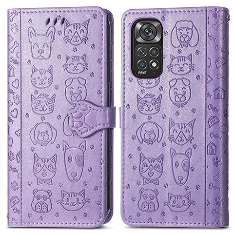 Funda de Cuero Cartera con Soporte Patron de Moda Carcasa S03D para Xiaomi Redmi Note 11 4G (2022) Morado