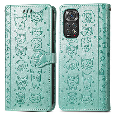 Funda de Cuero Cartera con Soporte Patron de Moda Carcasa S03D para Xiaomi Redmi Note 11 4G (2022) Verde