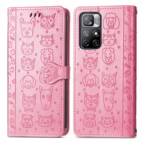 Funda de Cuero Cartera con Soporte Patron de Moda Carcasa S03D para Xiaomi Redmi Note 11 5G Rosa