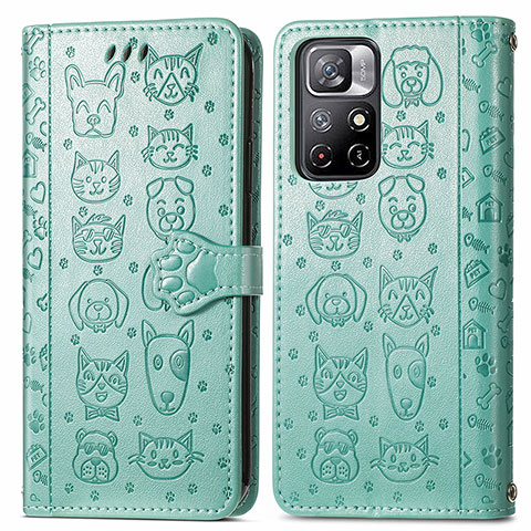 Funda de Cuero Cartera con Soporte Patron de Moda Carcasa S03D para Xiaomi Redmi Note 11 5G Verde