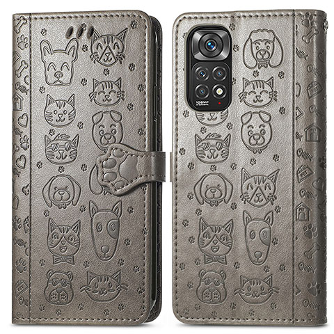 Funda de Cuero Cartera con Soporte Patron de Moda Carcasa S03D para Xiaomi Redmi Note 11 Pro 4G Gris